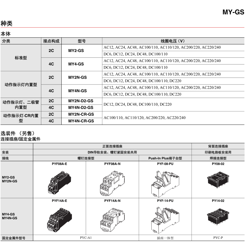 OMRON微型功率继电器种类