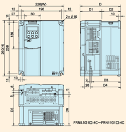 水泵变频器FRN0105F2S-4C轻载55kW/重载45kW