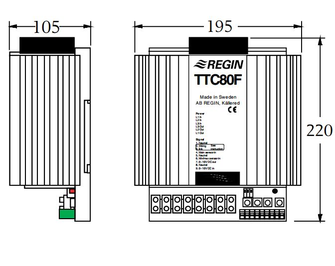 TTC80F用于DIN轨道安装的电热控制器3相210...415V