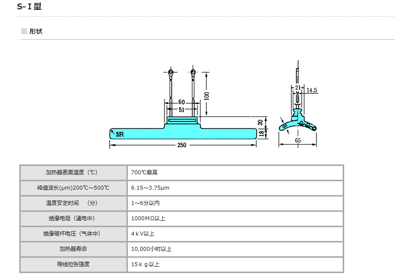 YIR11040远红外陶瓷加热器