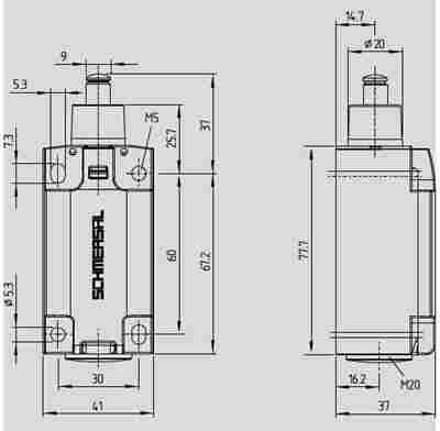 PS316热塑外壳滚筒偏移限位开关 PS316-T12-K360