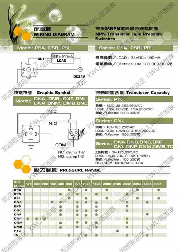 现货:DMB-3B-070B-Ti,压力继电器,油电压力开关,TWOWAY台肯