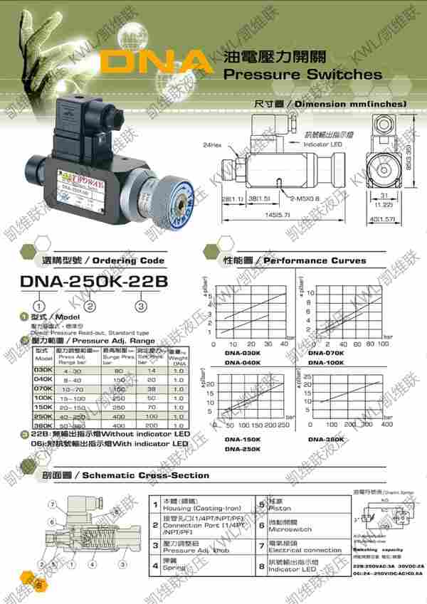 现货:DNP-02K-06I,低压隔膜式压力开关,压力继电器,TWOWAY台肯