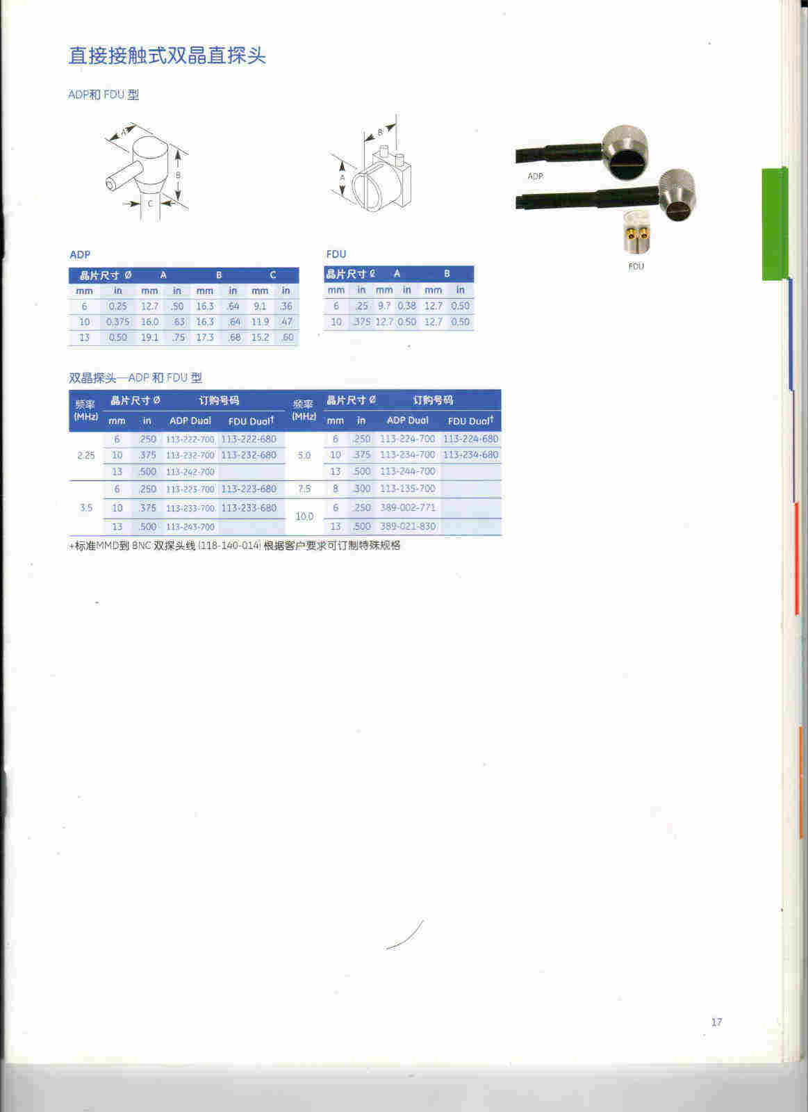 美国GE/MSEB2双晶探头