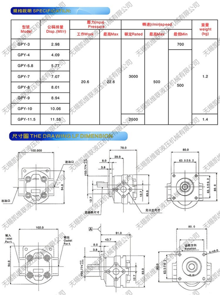 秦皇岛,GPY-5.8-R,高压齿轮泵,高,