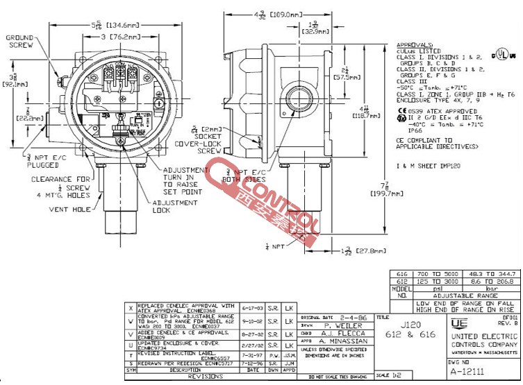 J120-612-M540/8.6-206.8bar美国UE高压控制器J120-15643替换型号