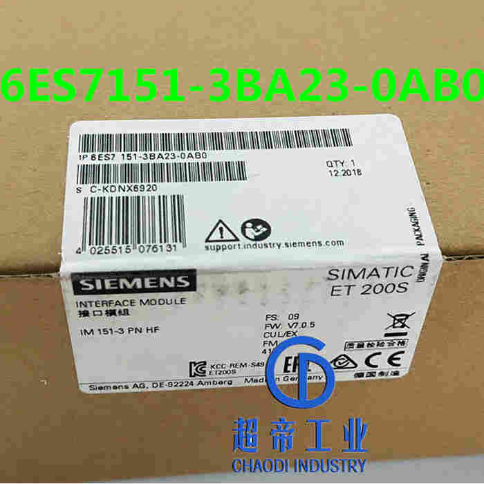 6ES7151-3BA23-0AB0西门子IM151-3 PN接口模块2个总线接口通过 RJ45包括终端模块
