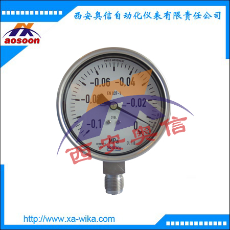 WIKA真空压力表232.50.100 -0.6 bar G1/2B威卡不锈钢压力表EN837-1