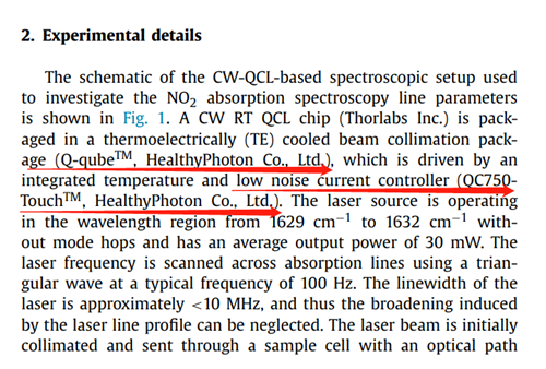 安徽大学研究组利用QCL实现6.2um附近NO2谱线强度的高精度测量