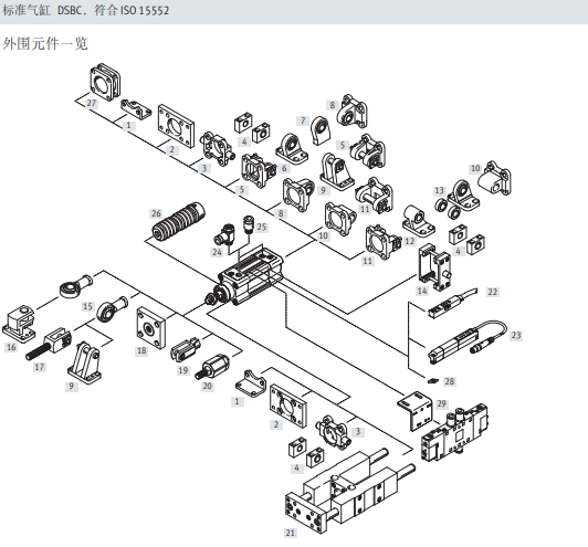 费斯托标准气缸DSBC系列，符合ISO 1552规格书