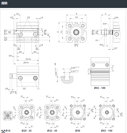 单作用安沃驰紧凑型气缸