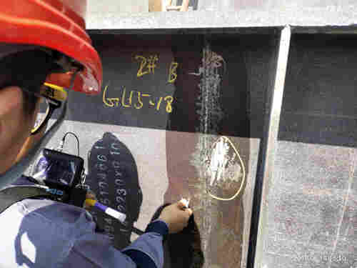 钢结构仓库主梁焊缝-超声探伤