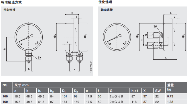 德国威卡铜合金差压表 716.11.100