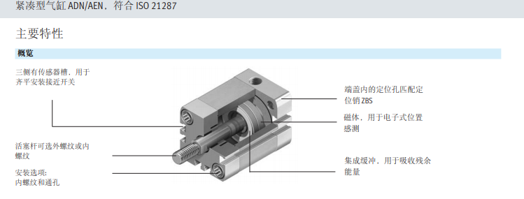 原装费斯托FESTO紧凑型气缸基于标准