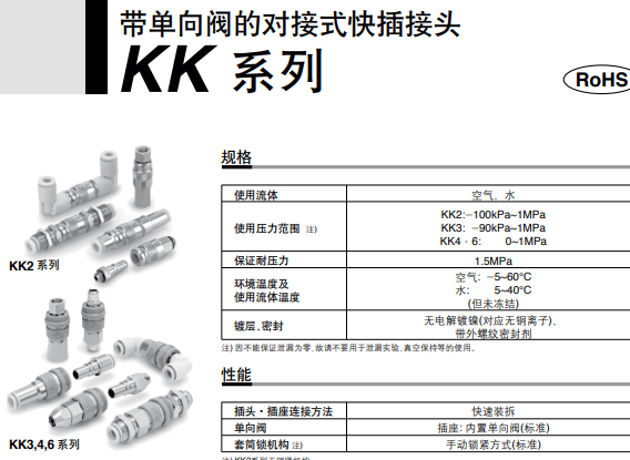 SMC带快换接头/插头KK2S-06E