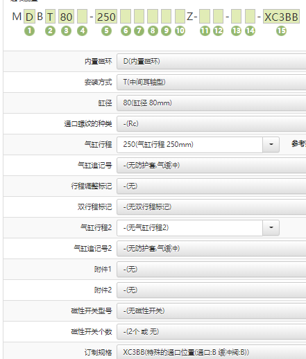 供日本SMC气缸MDBT80-250Z-XC3BB