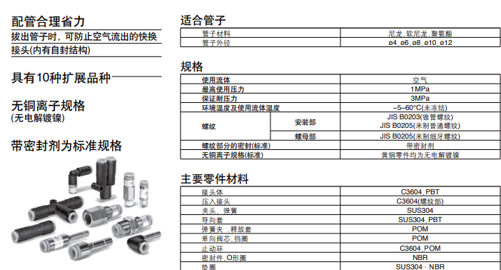 SMC自封式快换接头KCH04-01S订货40-50天