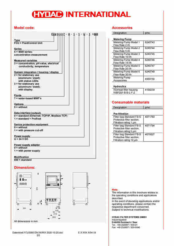 HYDAC 3087529 FCU2210-4-K 颗粒度分析仪