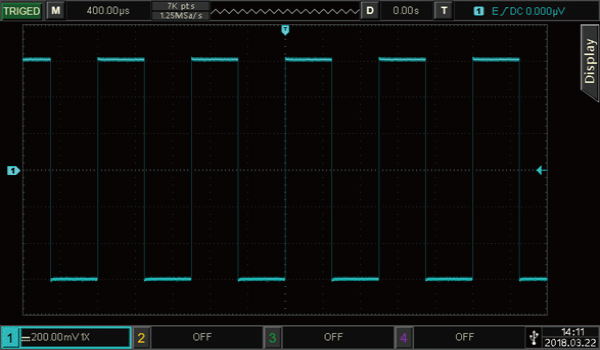 菜单隐藏水平显示14div,可以观察当前屏幕上更长时间的波形细节