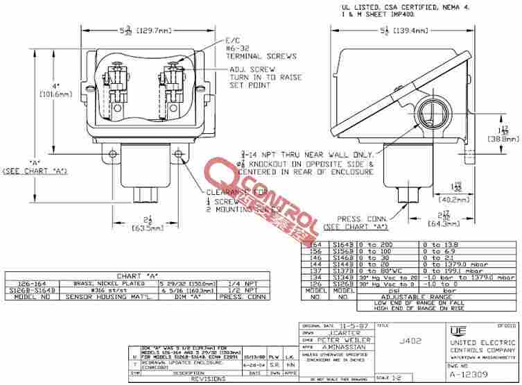 沈阳J402-S146B美国ue压缩机低低报警双点压力开关代理现货