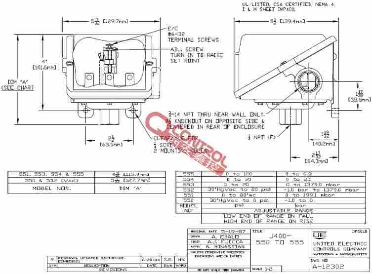 安徽J400-550美国UE凝汽器真空系统压力开关-100KPa-0