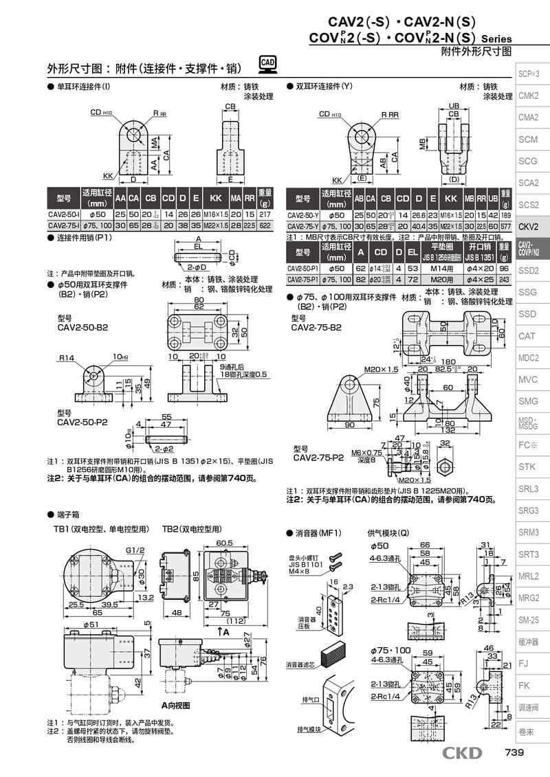 拉杆气缸CAV2-100B-134-PATH-PIPE-SET资料PDF