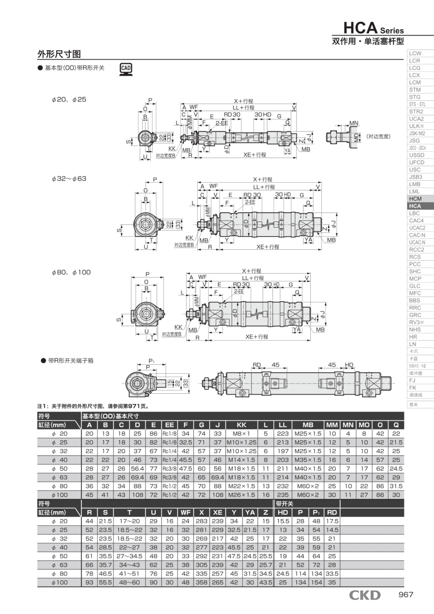 無桿氣缸HCA-50-470-CYL-TUBE選型資料