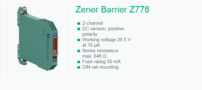 倍加福安全栅Z713齐纳式安全栅技术参数节选