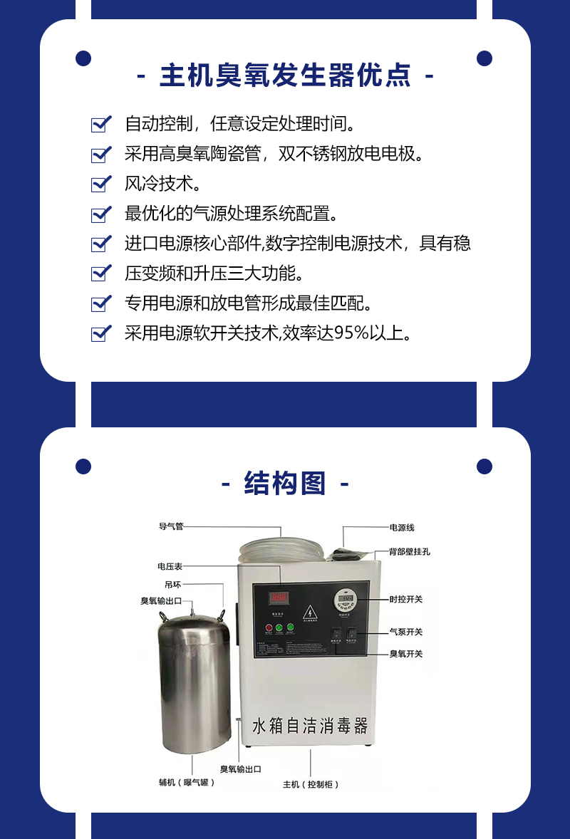 青岛万豪水箱自洁消毒器内置式WTS-2A臭氧机灭菌不锈钢曝气罐消防水箱