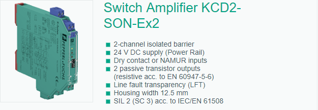 开关量输入安全栅KCD2-SON-Ex2产品特性