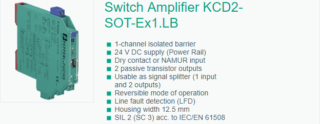 开关量输入安全栅KCD2-SOT-Ex1.LB技术参数
