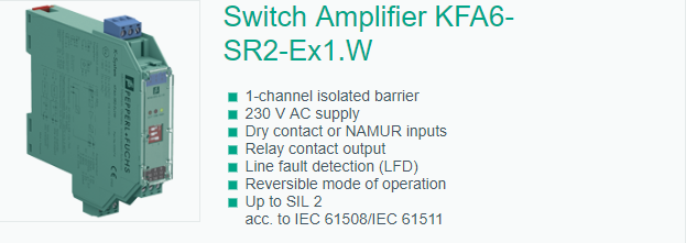 开关量输入安全栅KFA6-SR2-Ex1.W技术参数