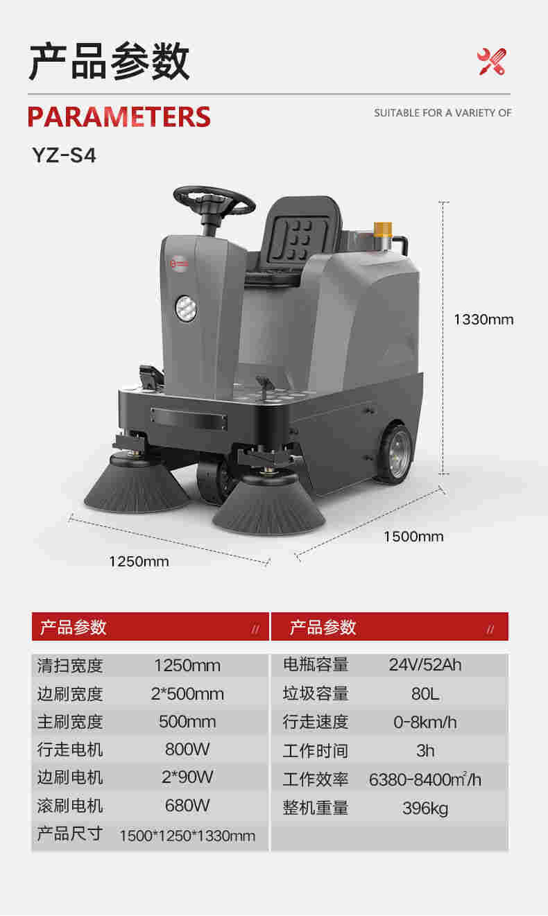 工厂园区扫地车 福建扬子S4驾驶式路面扫地车
