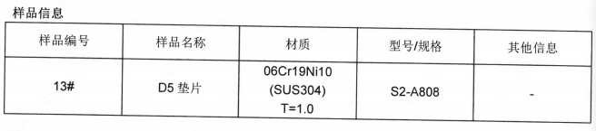 遂宁D5垫片不锈钢SUS304成分分析