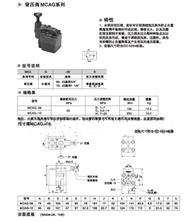 背压阀MCA-06-3-11-1NP-30-A