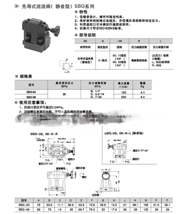 SBG-03先导板式溢流阀