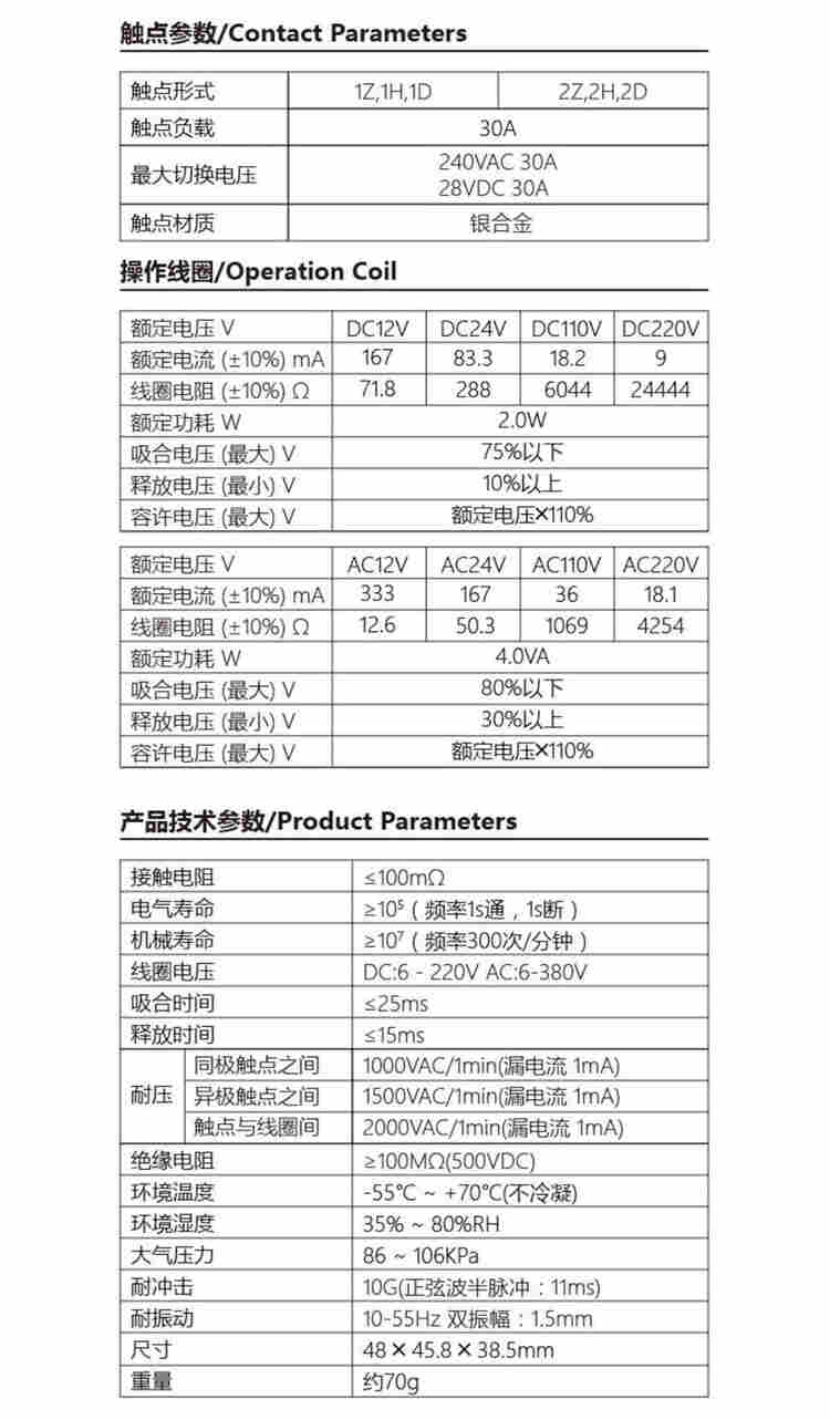 欣大NNC71A1-2Z(JQX-12F-2Z)大功率电磁继电器 转换型30A
