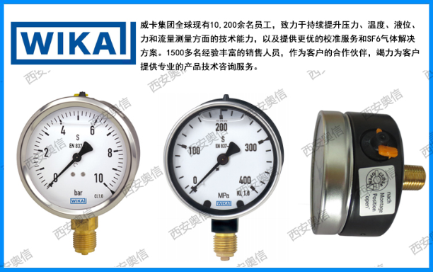 威卡213.40.100径向压力表 WIKA耐震压力表 维卡冲液型0-1.6MPa