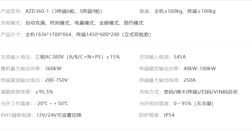 360kW分体式直流桩XZD360-1