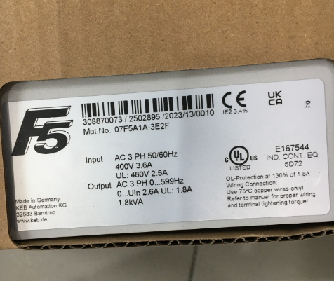 产品实物07F5A1A-3E2F德国KEB变频器