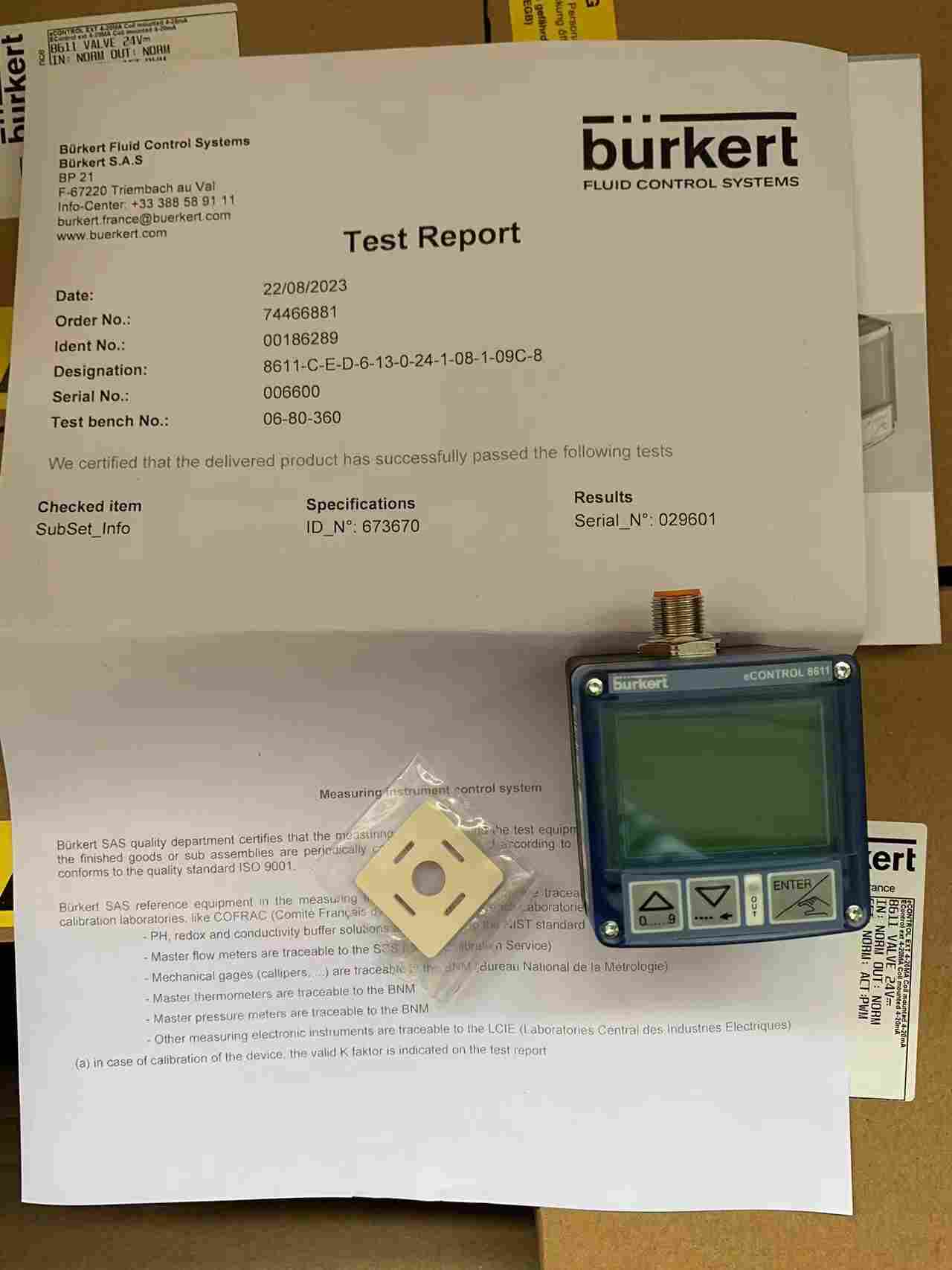 原装进口宝德burkert控制器8611-186289到货图