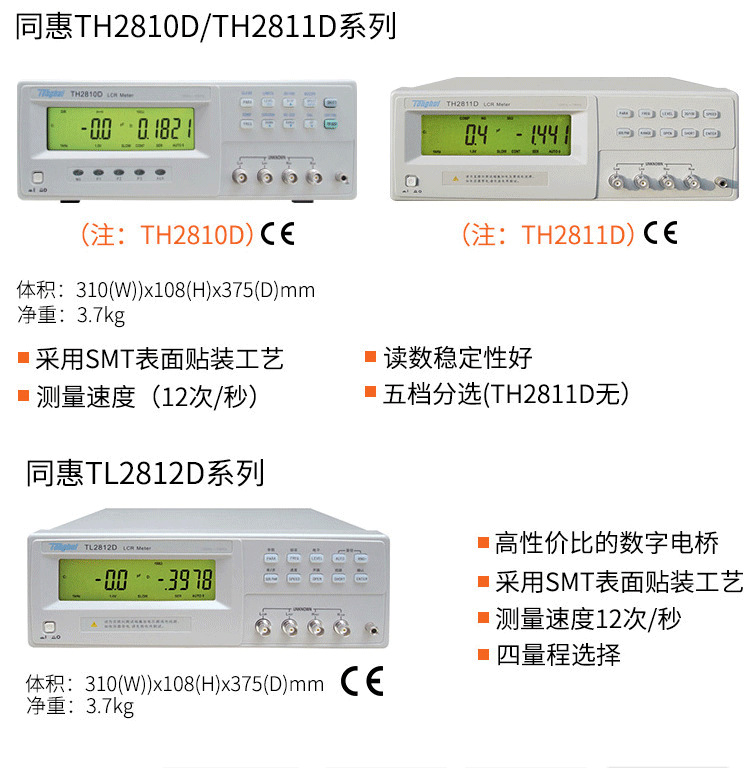 同惠LCR数字电桥测试仪TH2811D电容电感电阻测量仪TL2812D新款TH2