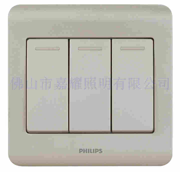 飞利浦昕颖香槟金一位带单控开关16A三极插座(单控大跷板)