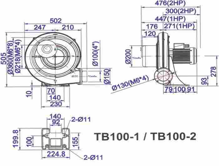 TB100-2强力铝风机1.5KW用途广泛实惠耐用