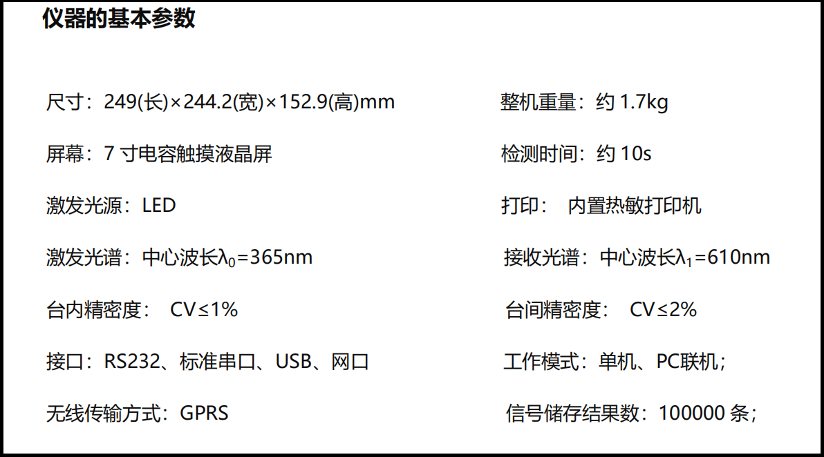 真菌毒素检测仪设备参数