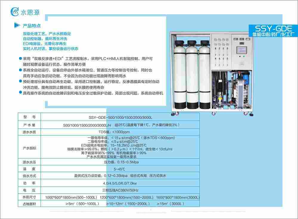水思源SSY-C纯水机、工业纯水机、可同时提供纯水及软水
