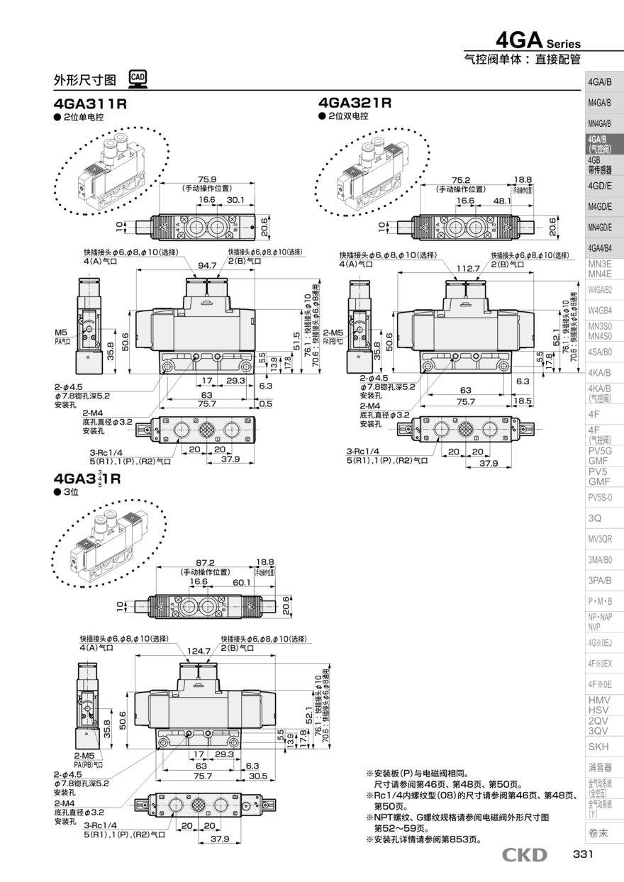 直动式3通阀M4GB1-C6-T11-KF-12配置资料