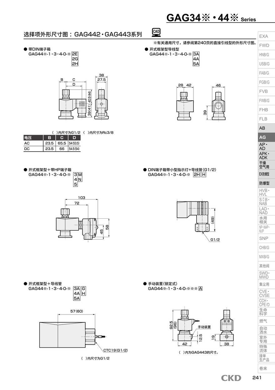 CKD电磁阀GAG4-8-M5A-SUB-BASE-KIT选型资料