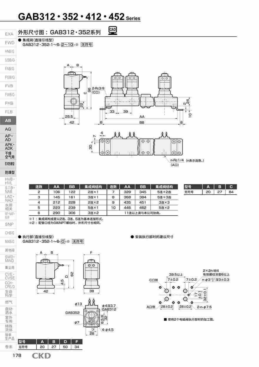 五通阀GAB4-2-E-SUB-BASE-KIT配置方案