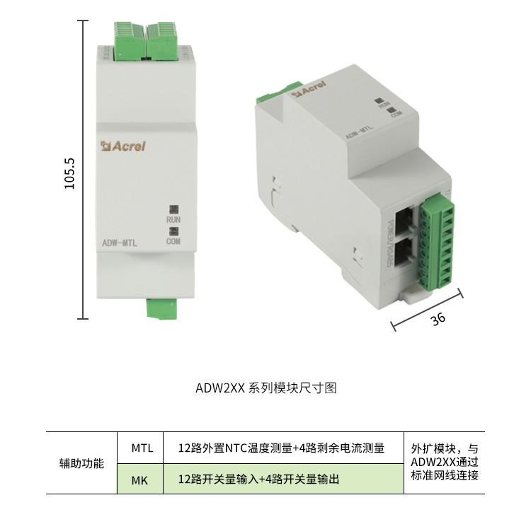安科瑞ADW220-D10系列电力要素数据采集仪表 多回路监测额外具备Lora无线通讯